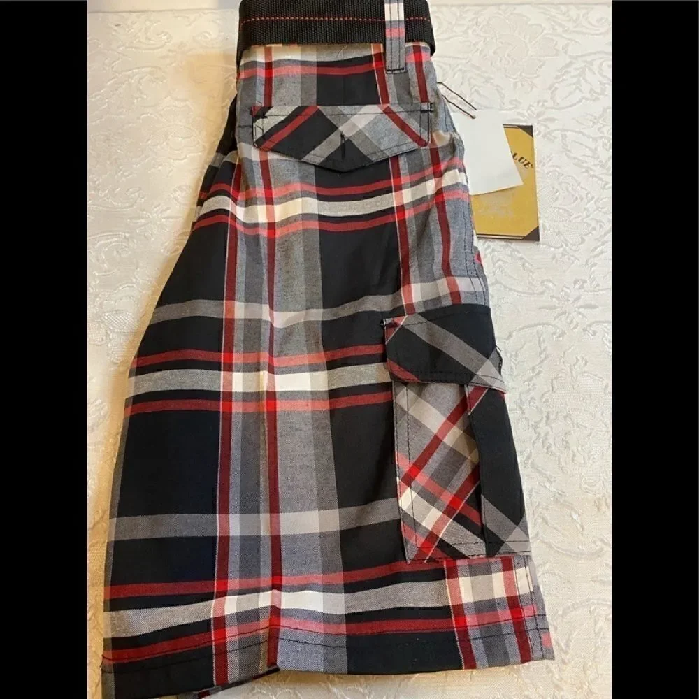 Pacific Blue Boys Plaid Fashion Shorts size:12